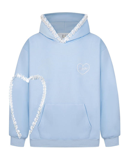 TALKLESSFASHION S / blue 2769 American retro high street trend men's and women's high-end letter embroidery love design men's hooded sweatshirt