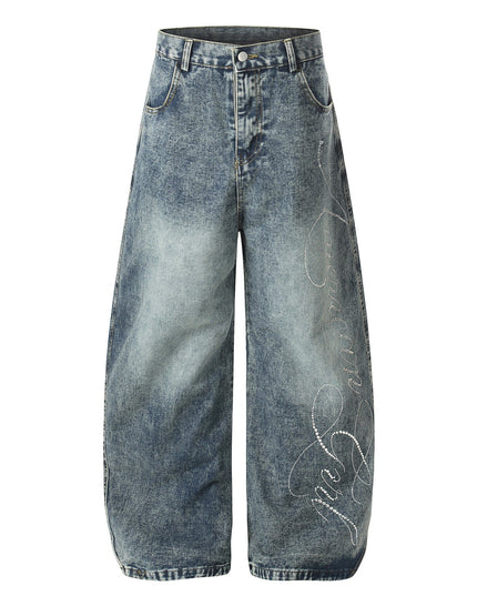 TALKLESSFASHION S / blue EON 26 spring new spot American street trendy high street personalized hot diamond design denim trousers men