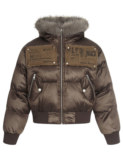 TALKLESSFASHION S / Brown American mountain carved fur collar jacket