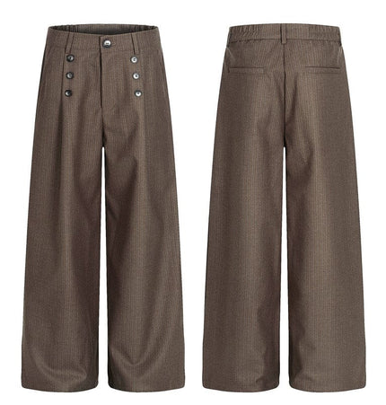 TALKLESSFASHION S / Brown C965 GXFortune Vintage High-End Button-Down Casual Pants Men's and Women's Trendy Old Money Style Straight Loose Floor-Length Pants