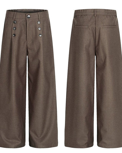 TALKLESSFASHION S / Brown C965 GXFortune Vintage High-End Button-Down Casual Pants Men's and Women's Trendy Old Money Style Straight Loose Floor-Length Pants