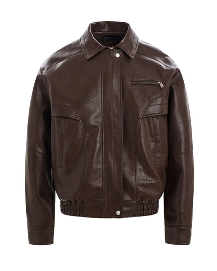 TALKLESSFASHION S / brown EON 26 spring new spot American street trendy high street simple and versatile loose PU leather jacket jacket for men