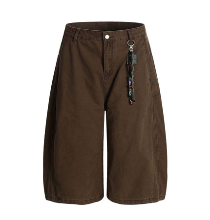 TALKLESSFASHION S / Brown (without pendant) L806 American summer high-end versatile street trend simple workwear design men's loose cropped casual shorts