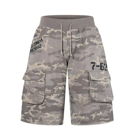 TALKLESSFASHION S / camouflage Camo Fringe Cropped Cargo Shorts