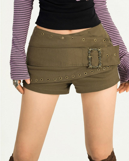 TALKLESSFASHION S / Coffee green original spot Milk Cool Molly Original design studded black ultra shorts female punk hot girl low-waisted slimming American hot pants
