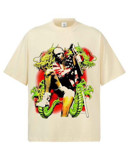 TALKLESSFASHION S / cream short sleeve 2026 Cross-border Playboi Carti Summer Cotton Short Sleeve T-Shirt Men's American Crew Neck Dropped Shoulder Couple Short Sleeves