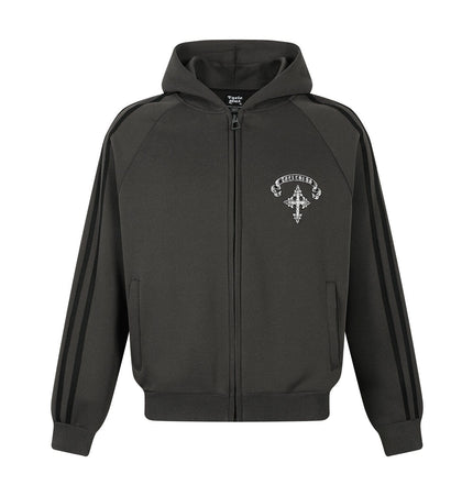 TALKLESSFASHION S / Dark gray Jiayiku trendy brand 2026 new American street cross patch embroidered hoodie sports jacket hoodie