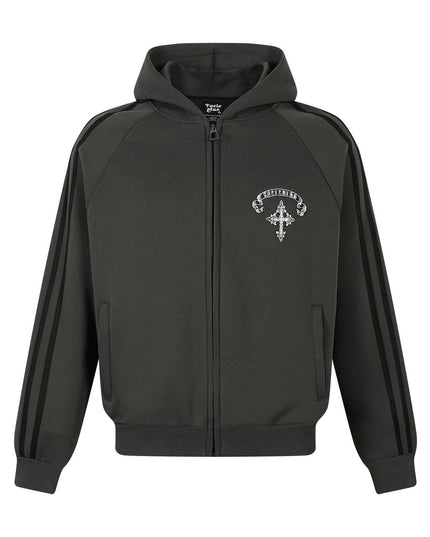 TALKLESSFASHION S / Dark gray Jiayiku trendy brand 2026 new American street cross patch embroidered hoodie sports jacket hoodie