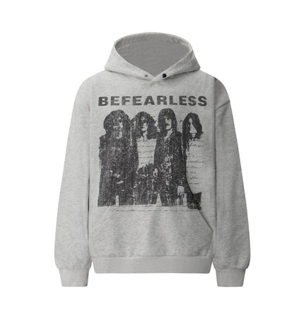 TALKLESSFASHION S / flecking gray 2018 American retro trend heavy compound washed character pattern design men's hooded loose hooded sweatshirt
