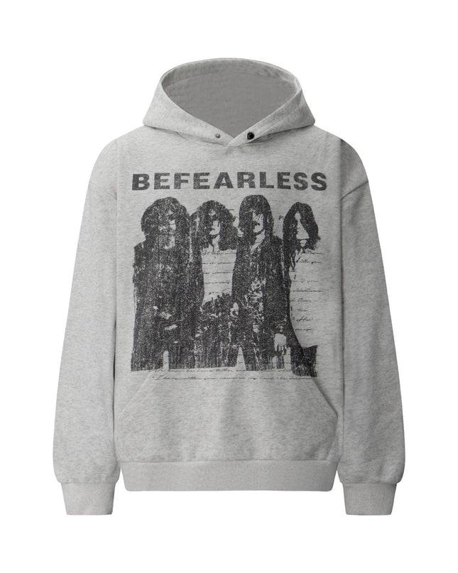 TALKLESSFASHION S / flecking gray 2018 American retro trend heavy compound washed character pattern design men's hooded loose hooded sweatshirt