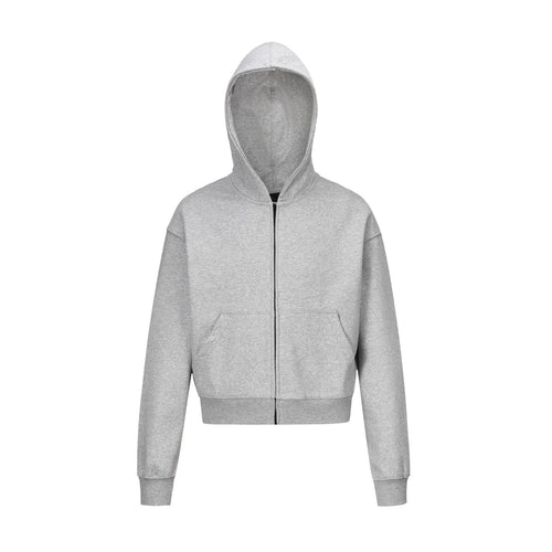 THETLSTUDIO S / gray 0036 American retro trend men's and women's high street version design solid color men's zipper short and wide hooded sweatshirt