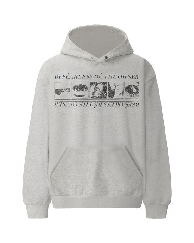 TALKLESSFASHION S / gray 2019 American retro trend heavy compound wash abstract pattern design men's hooded loose hooded sweatshirt