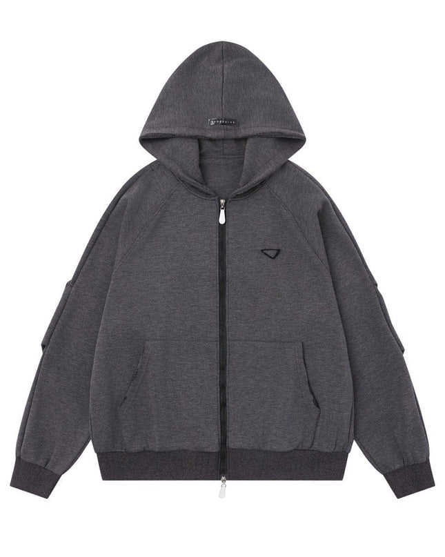 TALKLESSFASHION S / gray 25010 Retro High-End Neutral Trend Solid Color Deconstructed Jacket Design Men's Loose Cardigan Hooded Sweatshirt