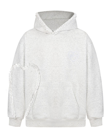 TALKLESSFASHION S / gray 2769 American retro high street trend men's and women's high-end letter embroidery love design men's hooded sweatshirt