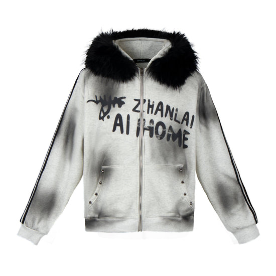 Tie-Dye Fur Cardigan