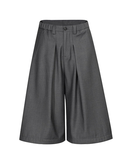 TALKLESSFASHION S / gray D2509 American Retro Unisex Pendant Trendy Pleated Design Men's Loose Casual Capri Shorts
