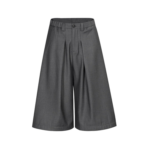 THETLSTUDIO S / gray D2509 American Retro Unisex Pendant Trendy Pleated Design Men's Loose Casual Capri Shorts