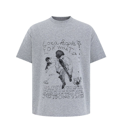 TALKLESSFASHION S / gray EON 26 summer new spot American street trendy high street individuality pattern loose short sleeves T-shirt men
