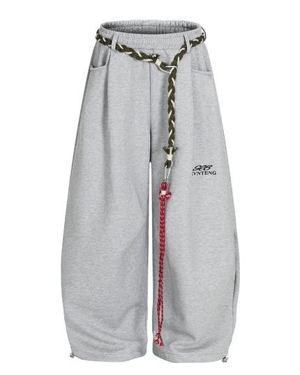 TALKLESSFASHION S / gray Fleece Scimitar Wide-Leg Sweatpants