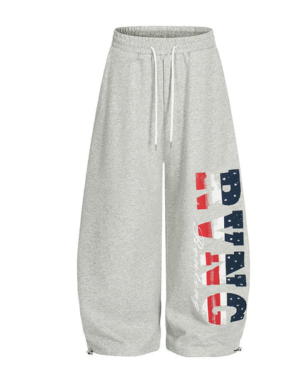 TALKLESSFASHION S / gray Jiayiku trendy brand 2025 new American retro scimitar pants, star-striped sweatpants, men's and women's loose wide-leg trousers