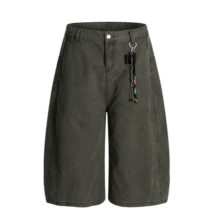 TALKLESSFASHION S / Green (without pendant) L806 American summer high-end versatile street trend simple workwear design men's loose cropped casual shorts
