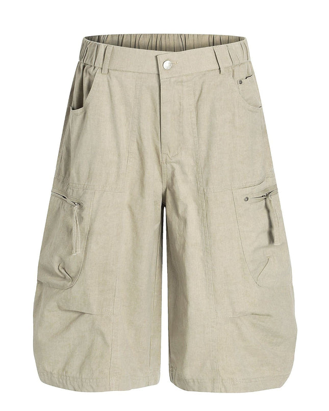 TALKLESSFASHION S / Khaki C896 American Vintage Summer High-End Multi-Pocket Outdoor Design Men's Loose Cropped Casual Cargo Shorts