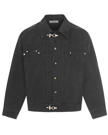 TALKLESSFASHION S / Khaki Jiayiku trendy brand 2026 new American retro high-quality heavy washed distressed denim jacket cargo jacket