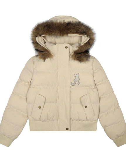 TALKLESSFASHION S / Khaki Warm detachable fur collar hooded cotton jacket women's winter American retro casual thickened bread clothes manufacturer straight hair