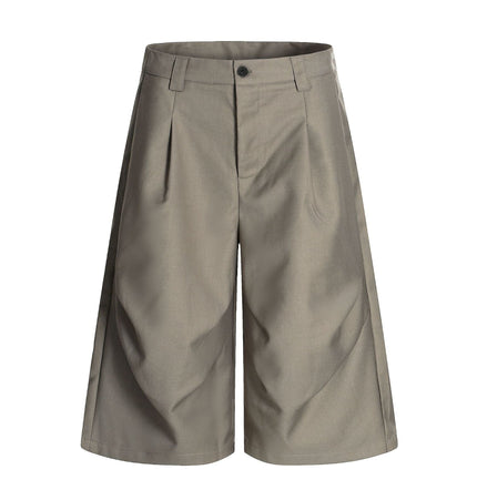 TALKLESSFASHION S / Khaki (without pendant) K338 American summer high-end versatile street trend deconstructed pleated design men's loose cropped casual trousers