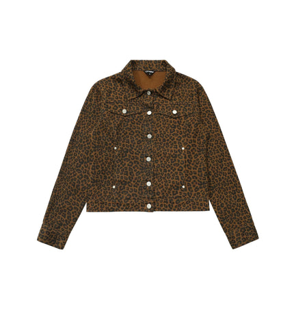 TALKLESSFASHION S / Leopard print Light Yao Women's Clothing|American Retro Lapel Leopard Print Short Jacket Jacket Women's Slim Slim Slim Niche Design Top