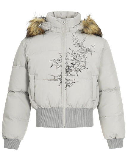TALKLESSFASHION S / light grey Elysian Frost Luxe Fur-Collar Puffer Jacket
