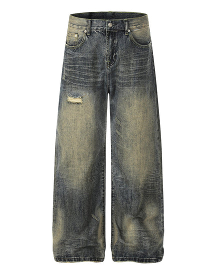 TALKLESSFASHION S / Nostalgic blue EON 26 spring New spot American street trendy high street individual wash design denim trousers men