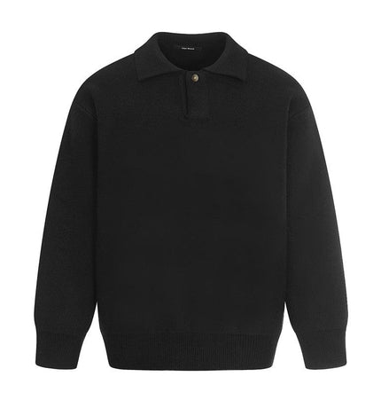 TALKLESSFASHION S / Oatmeal MYC011 GXFortune Winter American Heavy Solid Color Polo Collar Sweater Men's and Women's High-End Loose Warm Top Trend