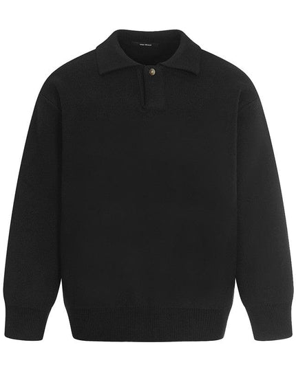 TALKLESSFASHION S / Oatmeal MYC011 GXFortune Winter American Heavy Solid Color Polo Collar Sweater Men's and Women's High-End Loose Warm Top Trend