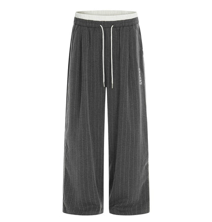 TALKLESSFASHION S / Pant cleanfit vertical striped casual sportssuit men's stand-up collar jacket trendy brand color-blocked double-toe straight-leg trousers