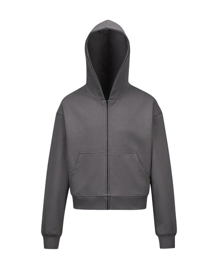 TALKLESSFASHION S / Paris Gray 0036 American retro trend men's and women's high street version design solid color men's zipper short and wide hooded sweatshirt