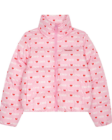 TALKLESSFASHION S / pink American Retro Love Letters Cropped Puffer