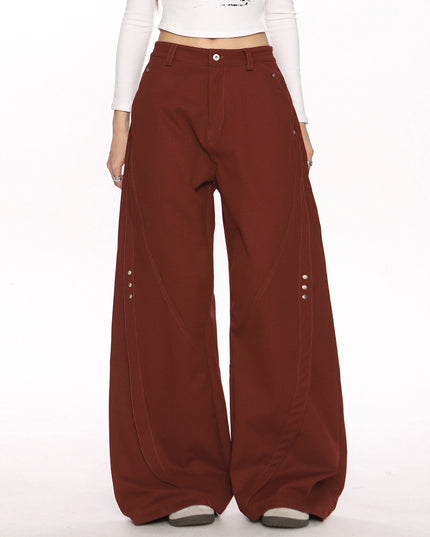 TALKLESSFASHION S / red Deconstructed Scimitar Wide-Leg Trousers