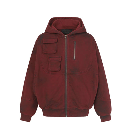 TALKLESSFASHION S / red Heavy Functional Pocket Hoodie