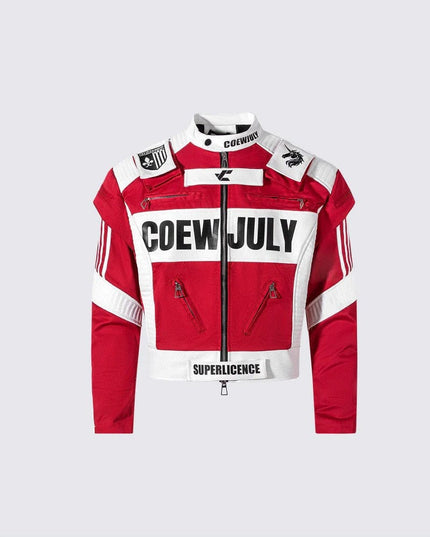 TALKLESSFASHION S / Red on K1E autumn new product versatile American retro high-end sense motorcycle uniform simple stand-up collar jacket jacket for men and women