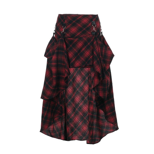 Adjustable Retro Plaid Irregular Midi