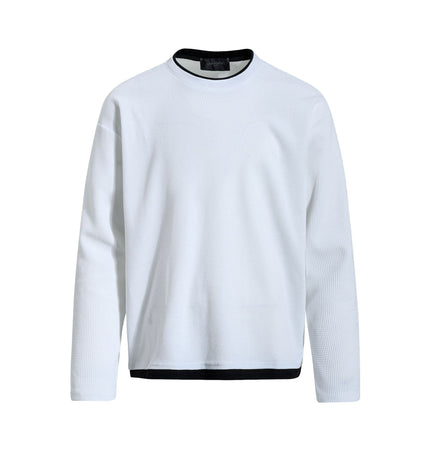 TALKLESSFASHION S / white EON 26 Spring New spot American retro simple versatile loose long sleeve T-shirt for men
