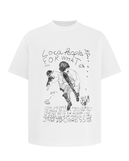 TALKLESSFASHION S / white EON 26 summer new spot American street trendy high street individuality pattern loose short sleeves T-shirt men