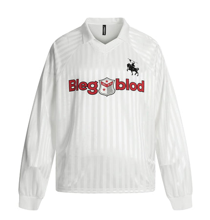 TALKLESSFASHION S / white Jersey Campus Lapel Polo Sweatshirt