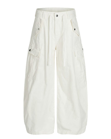 TALKLESSFASHION S / white TALKLESSFASHION: Urban Edge Multi-Pocket Scimitar Slacks
