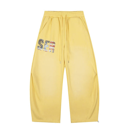 TALKLESSFASHION S / yellow Fleece Retro Scimitar Wide-Leg Pants