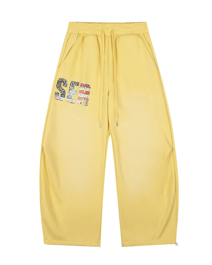 TALKLESSFASHION S / yellow Fleece Retro Scimitar Wide-Leg Pants