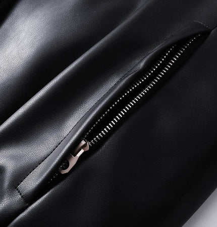 TALKLESSFASHION Silhouette Hooded Flying Leather Jacket