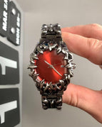 Silver black red