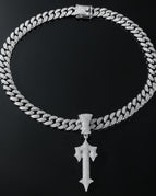 Silver pendant + 50 cm Cuban diamond chain